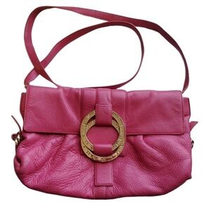 BVLGARI  Chandler shoulder bag. Purple. Snap closure.  Leather. Italy.